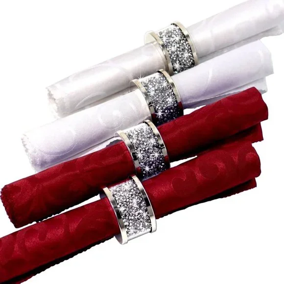 NEW Sparkling Bling Crystal Rhinestone Dinner Napkin Rings Place Setting…